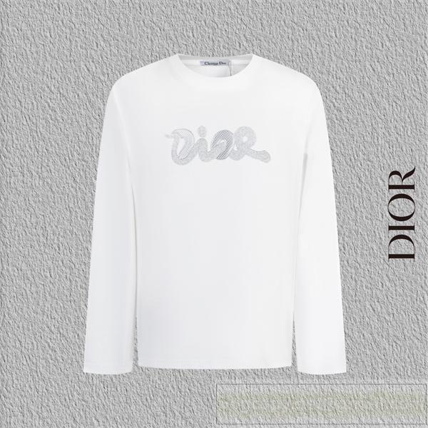 ディオール 偽物 プレミアム リミテッド グリッター ロゴ アート 長袖 Tシャツ DIOR