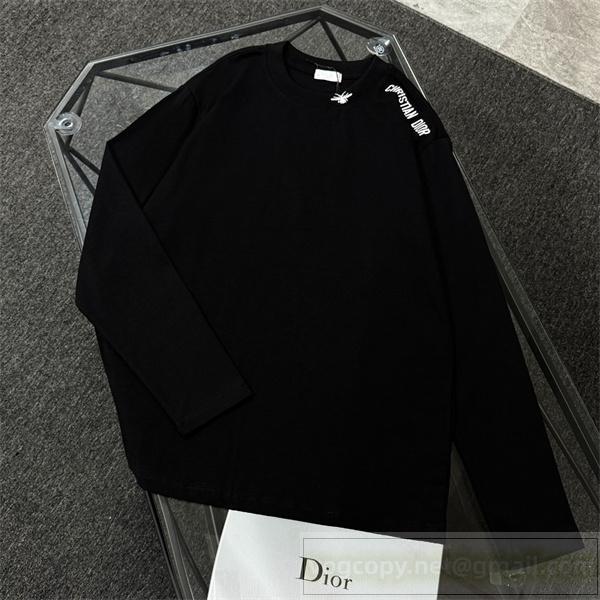入手困難 DIOR 偽物 エリート ユニーク ロゴ ディテール 長袖 Tシャツ トレンド ディオール