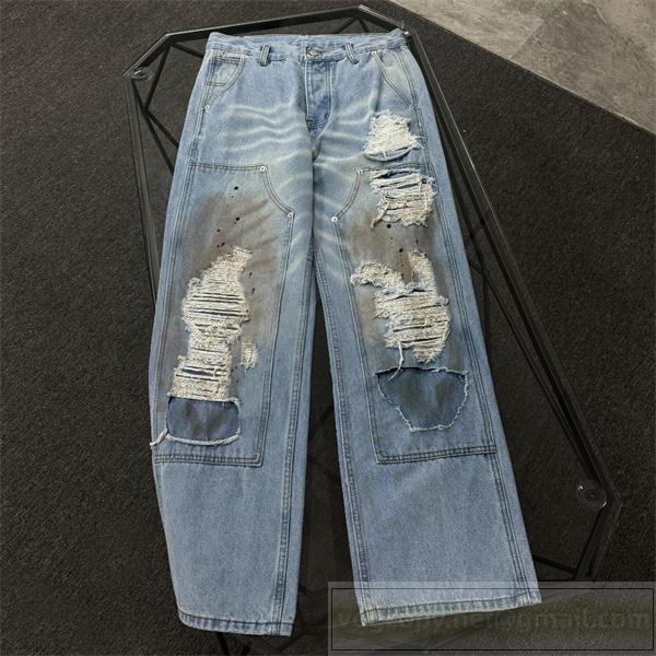 メゾンマルジェラ コピー ダメージ加工 ヴィンテージ風 ルーズフィット ジーンズ Maison Margiela