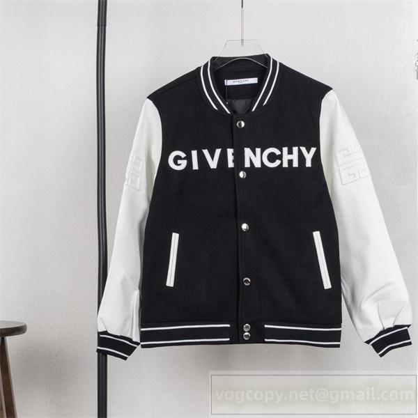 GIVENCHY 偽物 クラシック カジュアル バイカラー ロゴスタジャン ジャケット ジバンシィ