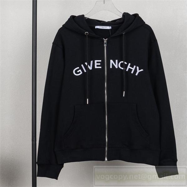 GIVENCHY スーパーコピー 高級 モダン ブラック アーチロゴ フルジップ パーカー ジバンシィ