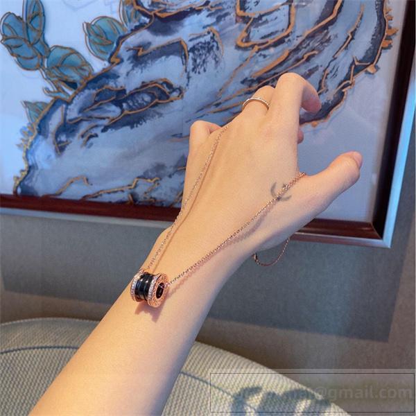 BVLGARI コピー ネックレス B.zero1 ローズゴールド ブラックセラミック ペンダント ブルガリ