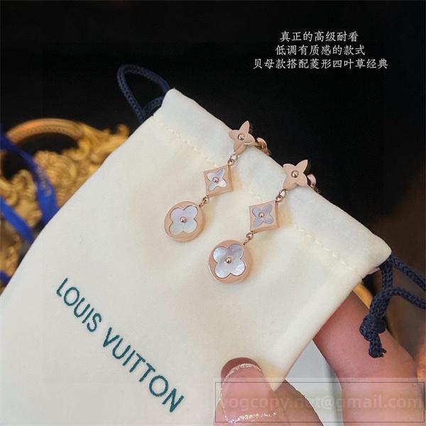ルイヴィトン 偽物 ピアス モノグラム フラワー ローズゴールド パールモチーフ LOUIS VUITTON