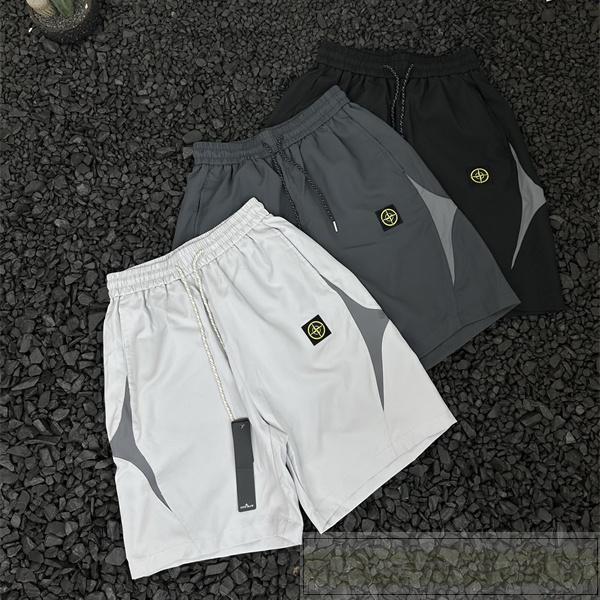 STONE ISLAND コピー 3カラー切替 ロゴワッペン ドローコード ハーフパンツ ストーンアイランド