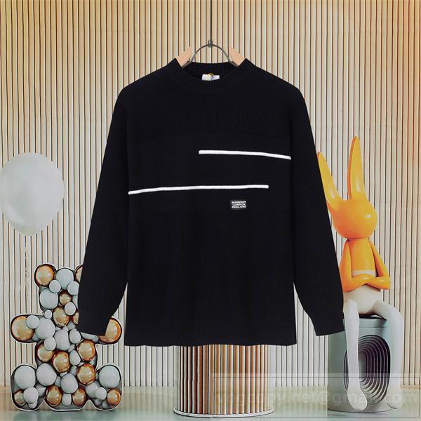 BURBERRY コピー セーター ミニマルラインデザイン モダン ブラックニット バーバリー