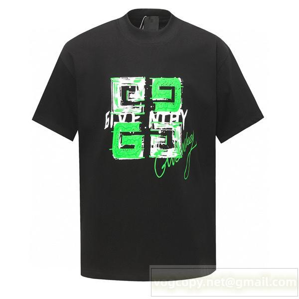 GIVENCHY 偽物 Tシャツ ネオングリーン グラフィック ペイント風 プリント ジバンシィ
