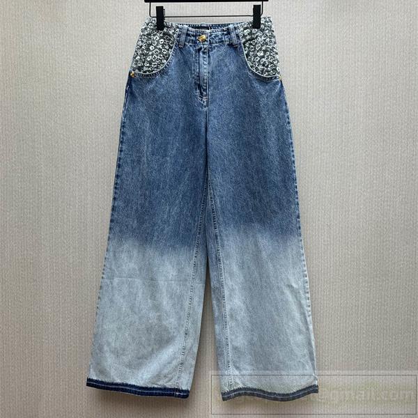 CH スーパーコピー ジーンズ 新作 フラワーディテール グラデーション デニム パンツ CH