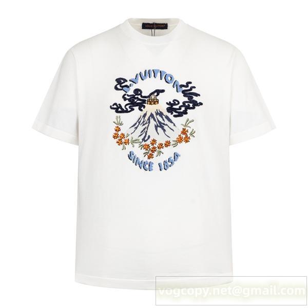 ルイヴィトン コピー Tシャツ 富士山 刺繍 注目 カジュアル スタイリッシュ LOUIS VUITTON