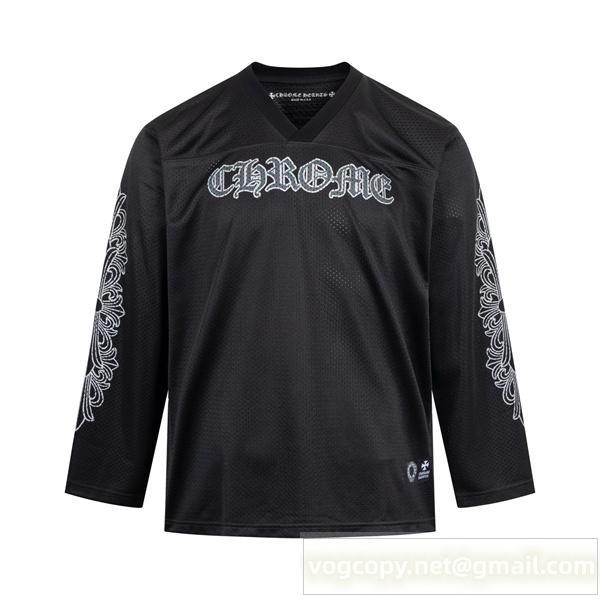 CHROME HEARTS スーパーコピー 高級感 ロゴ刺繍 Vネック 長袖Tシャツ 入手困難 クロムハーツ