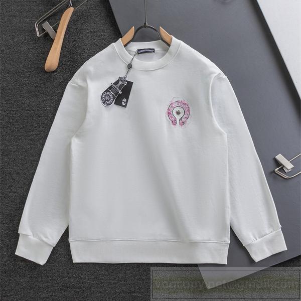 CHROME HEARTS 偽物 スウェット ピンクホースシュー ロゴプリント ストリート クロムハーツ