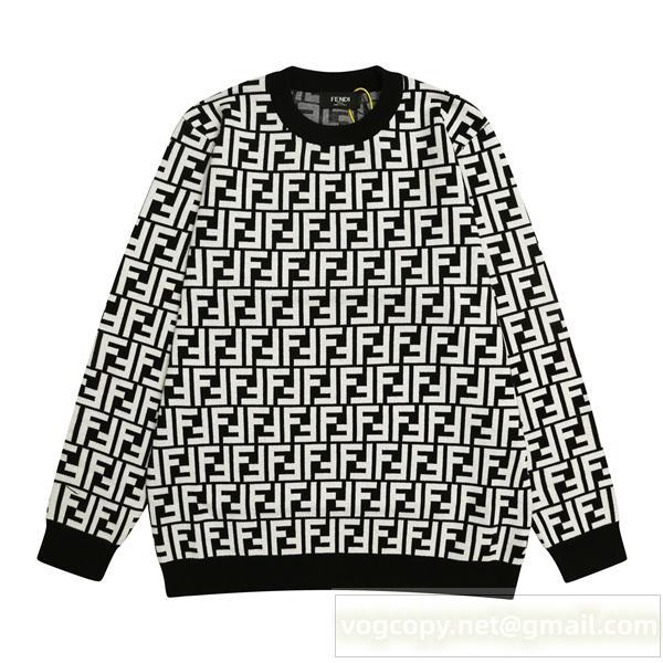 高級 FENDI 偽物 セーター FF総柄 長袖 ニットプルオーバー プレミアム フェンディ