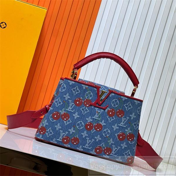 LOUIS VUITTON コピー 使いやすい デニムチェリー柄 ハンドバッグ 個性派 丈夫 ルイヴィトン