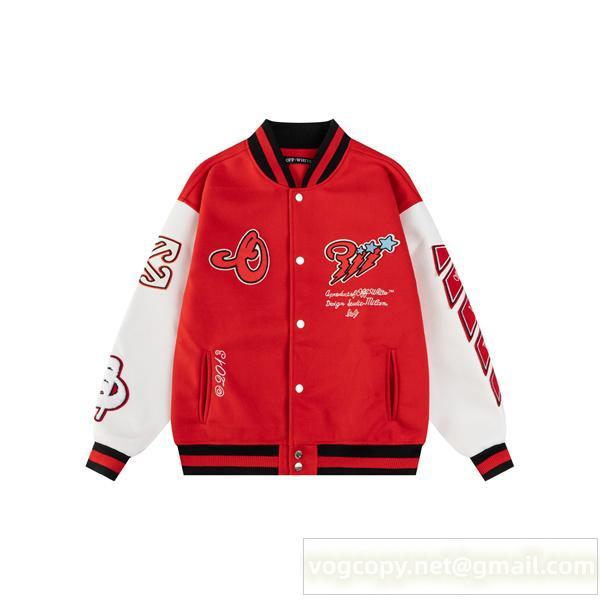 新登場 Off-White 偽物 ジャケット 活気 レッドホワイト カラフル スポーツ風 オフホワイト