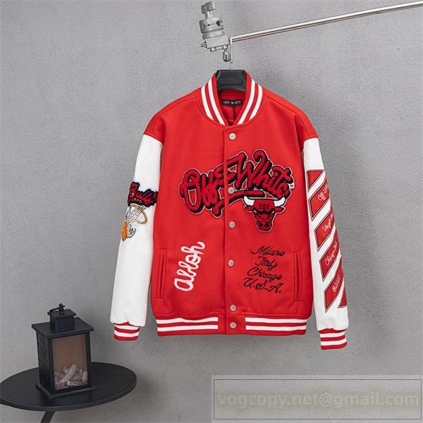 Off-White 偽物 ジャケット 鮮麗 レッドホワイト スポーティ ストリート オフホワイト