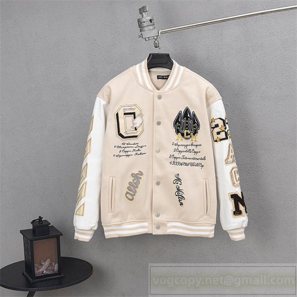  オフホワイト コピー ジャケット 上品 ベージュホワイト クラシック スタイル Off-White