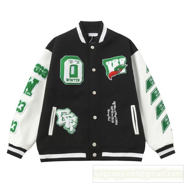 限定 オフホワイト 偽物 ジャケット 爽快 グリーンブラック カレッジ風 デザイン Off-White