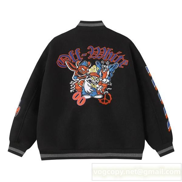  オフホワイト コピー ジャケット 独創 グラフィック バックプリント デザイン Off-White