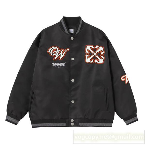 Off-White スーパーコピー ジャケット 洒脱 ブラック サテン モダン デザイン オフホワイト