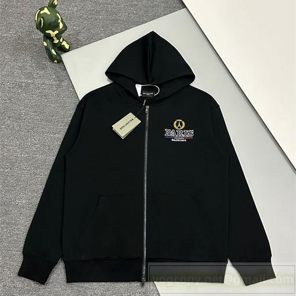 バレンシアガ スーパーコピー パーカー クラシック ジップアップ ブラック BALENCIAGA