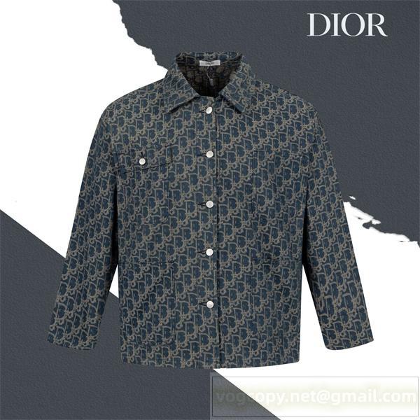 DIOR コピー モノグラム デニム 総柄 シャツジャケット 高級感 洗練 クラシカル ディオール