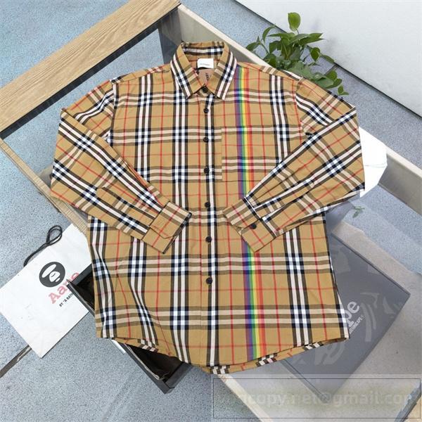 BURBERRY スーパーコピー レインボー チェックシャツ 個性 鮮やか おしゃれ バーバリー