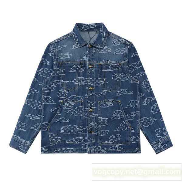 ルイヴィトン 偽物 デニムジャケット クラシック 魅力的 クラウドパターン LOUIS VUITTON