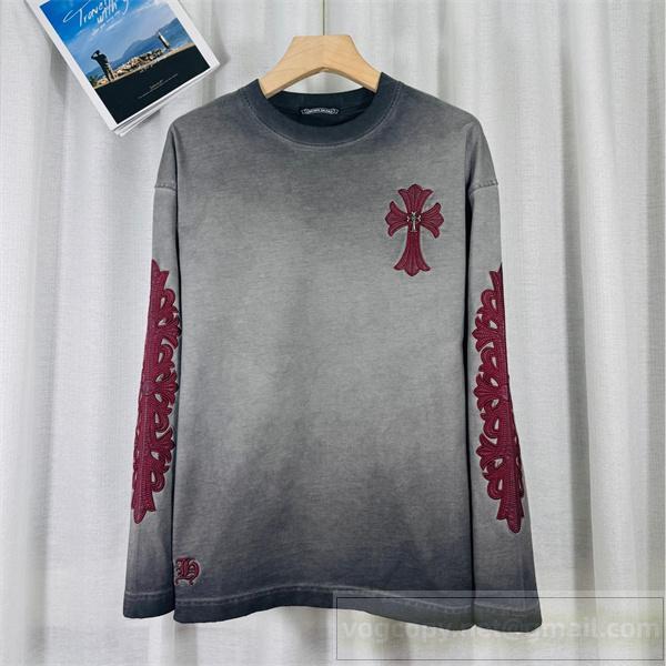 CHROME HEARTS スーパーコピー ロングTシャツ モード クロス 刺繍 グラデーション クロムハーツ