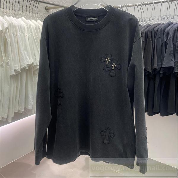 CHROME HEARTS コピー ロングTシャツ 高級感 個性派 クロス 刺繍 デザイン クロムハーツ