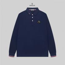MONCLER コピー ロングスリーブ ポロシャツ ワッペンロゴ付き トリコロールディテール 上品 モンクレール