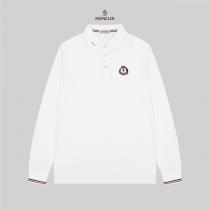 MONCLER コピー ロングスリーブ ポロシャツ ワッペンロゴ付き トリコロールディテール 上品 モンクレール