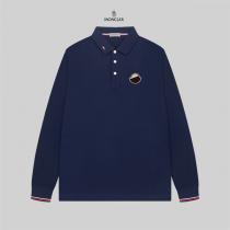 モンクレール 偽物 ロングスリーブ ポロシャツ ロゴ刺繍 トリコロールアクセント入り クラシック MONCLER