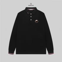 モンクレール 偽物 ロングスリーブ ポロシャツ ロゴ刺繍 トリコロールアクセント入り クラシック MONCLER