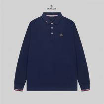 MONCLER 偽物 ダークトーンワッペン ロングスリーブポロシャツ エレガントカジュアルス モンクレール