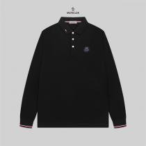MONCLER 偽物 ダークトーンワッペン ロングスリーブポロシャツ エレガントカジュアルス モンクレール