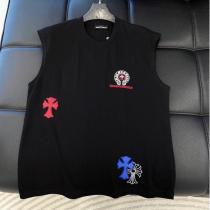 クロムハーツ 偽物 クロスパッチノースリーブタンクトップ トリコロール配色 刺繍 CHROME HEARTS