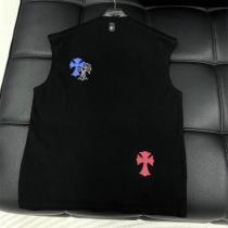 クロムハーツ 偽物 クロスパッチノースリーブタンクトップ トリコロール配色 刺繍 CHROME HEARTS