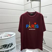 BALENCIAGA コピー Tシャツ パリロゴ＆エッフェル塔刺繍入り ハートモチーフ カラフル バレンシアガ