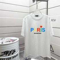 BALENCIAGA コピー Tシャツ パリロゴ＆エッフェル塔刺繍入り ハートモチーフ カラフル バレンシアガ