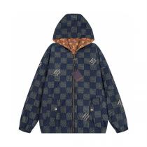 LOUIS VUITTON 偽物 ジャケット チェッカーパターン＆モノグラム切替 フーディー ブルゾン ルイヴィトン