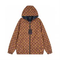 LOUIS VUITTON 偽物 ジャケット チェッカーパターン＆モノグラム切替 フーディー ブルゾン ルイヴィトン