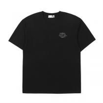 DIOR スーパーコピー 高級シンプルモノグラムロゴ刺繍デザイン Tシャツ ブラック 半袖 ディオール