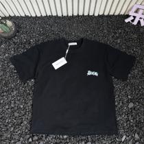 ディオール コピー 個性派アート風ロゴ入り 高級ストリート Tシャツ ブラック 半袖 DIOR