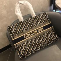 DIOR コピー クラシックオブリーク総柄 ブックトートバッグ ロゴ刺繍キャンバス 大容量ディオール