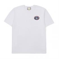 Gucc1 コピー モダンシンボルロゴ刺繍入り クラシックフィット Tシャツ ブラック カジュアル Gucc1