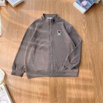  AMI PARIS 偽物 ジャケット ハートロゴ刺繍入り コーデュロイ調 ジップアップ スタンドカラー アミ パリス