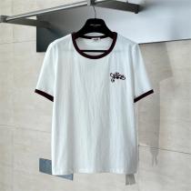 セリーヌ コピー Tシャツ ヴィンテージ風バイカラーリンガー ロゴ刺繍入り カジュアル CELINE