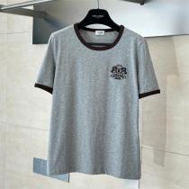 CELINE コピー Tシャツ クレストロゴ刺繍入り バイカラーネック＆スリーブ 上品 カジュアル セリーヌ