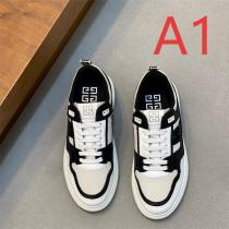 ジバンシィ 偽物 スニーカー ブラック×ホワイト レザー切替 ロゴ入りベルト ローカット GIVENCHY