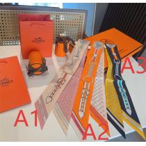  HERMES コピー ツイリー スカーフ 馬具＆バックルモチーフ 高級シルクデザイン エルメス