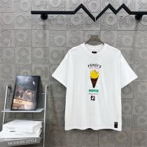 フェンディ スーパーコピー Tシャツ フライドポテト刺繍 HOT,TASTYロゴ ポップアート風 FENDI